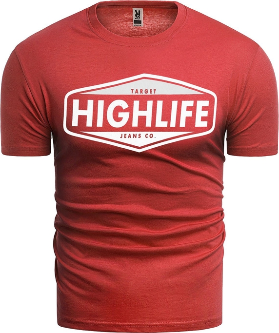 Czerwony t-shirt Risardi z krótkim rękawem
