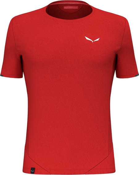 Czerwony t-shirt Salewa w sportowym stylu z krótkim rękawem z dżerseju