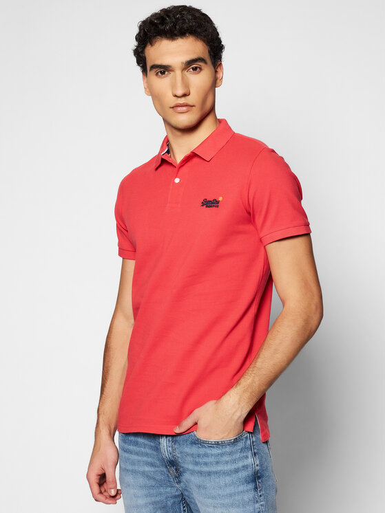 Czerwony t-shirt Superdry w stylu casual z krótkim rękawem z bawełny
