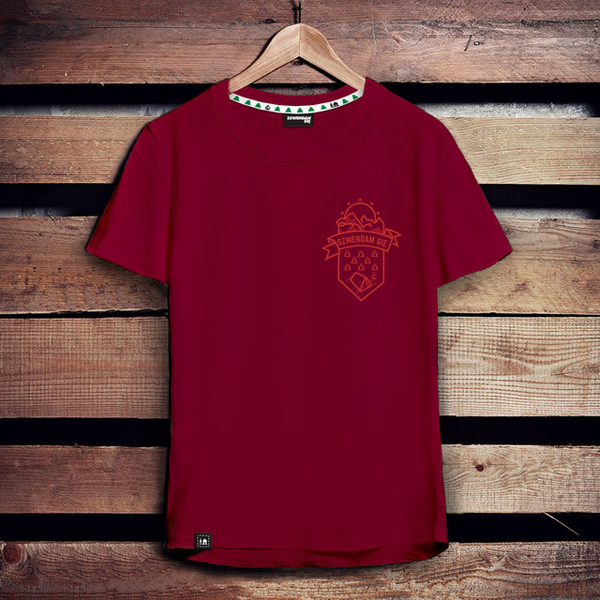 Czerwony t-shirt Szwendam Się z krótkim rękawem z żakardu