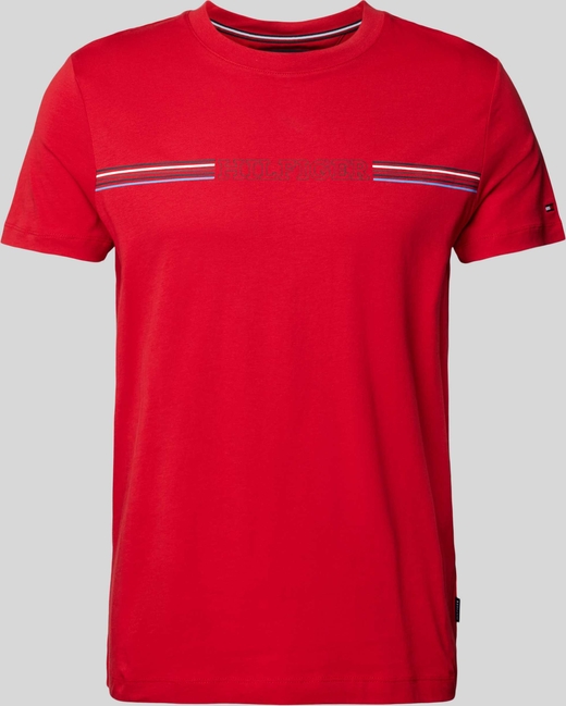 Czerwony t-shirt Tommy Hilfiger w stylu casual z nadrukiem