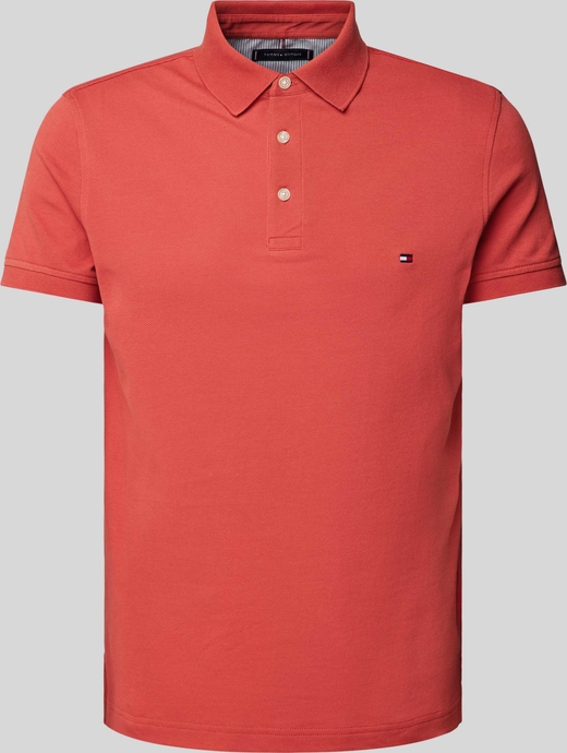 Czerwony t-shirt Tommy Hilfiger z bawełny z krótkim rękawem