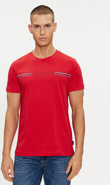 Czerwony t-shirt Tommy Hilfiger z krótkim rękawem