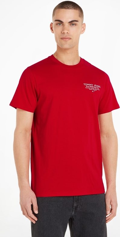 Czerwony t-shirt Tommy Jeans z bawełny