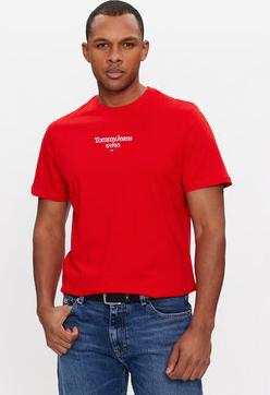 Czerwony t-shirt Tommy Jeans z krótkim rękawem w młodzieżowym stylu