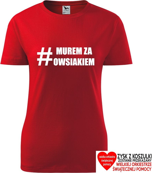 Czerwony t-shirt TopKoszulki.pl z bawełny z okrągłym dekoltem z krótkim rękawem