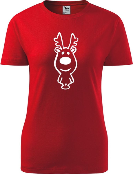Czerwony t-shirt TopKoszulki.pl z krótkim rękawem w bożonarodzeniowy wzór