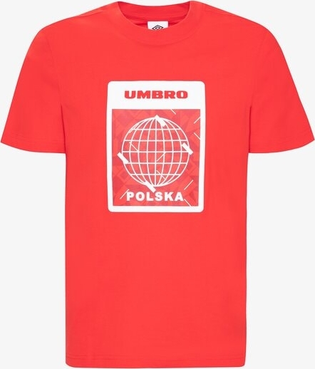 Czerwony t-shirt Umbro z krótkim rękawem w młodzieżowym stylu