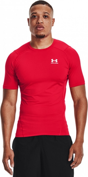 Czerwony t-shirt Under Armour w sportowym stylu z krótkim rękawem
