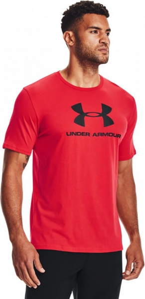 Czerwony t-shirt Under Armour z bawełny w sportowym stylu