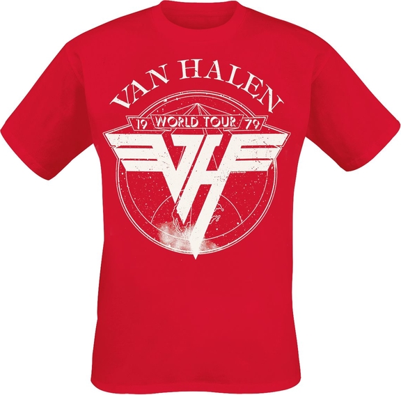 Czerwony t-shirt Van Halen z krótkim rękawem z bawełny