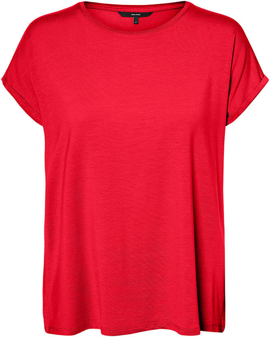 Czerwony t-shirt Vero Moda z okrągłym dekoltem
