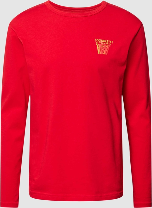 Czerwony t-shirt Wood Wood z długim rękawem z bawełny