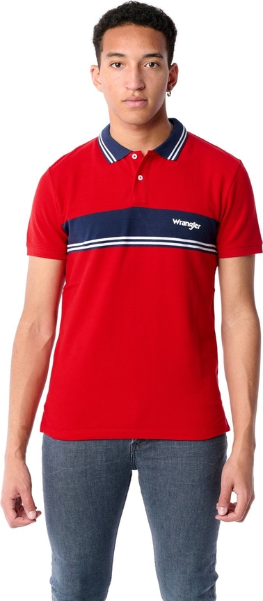 Czerwony t-shirt Wrangler z krótkim rękawem z bawełny
