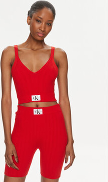 Czerwony top Calvin Klein z dekoltem w kształcie litery v w stylu casual