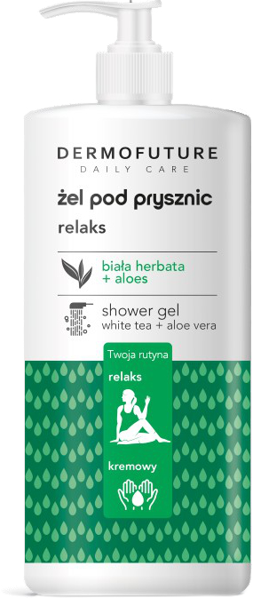 Dermofuture, Daily Care, żel pod prysznic, relaks, zielona herbata+aloes, do każdego rodzaju skóry, 500 ml