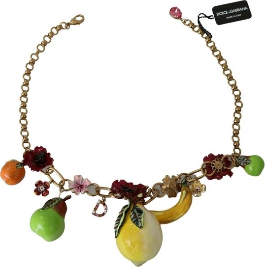 Dolce & Gabbana Dolce &amp; Gabbana, Fruit Pendants Flowers Logo Necklace Zielony, female, rozmiary: One size