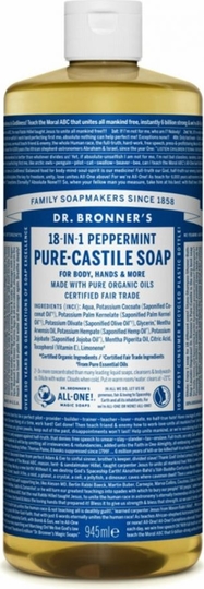 Dr. Bronner`s Dr. Bronner&apos;s Pure-Castile Liquid Soap Peppermint | Naturalne mydło w płynie 945ml - Wysyłka w 24H!