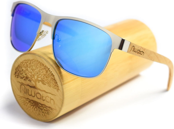 Drewniane okulary przeciwsłoneczne Niwatch Cetus Blue