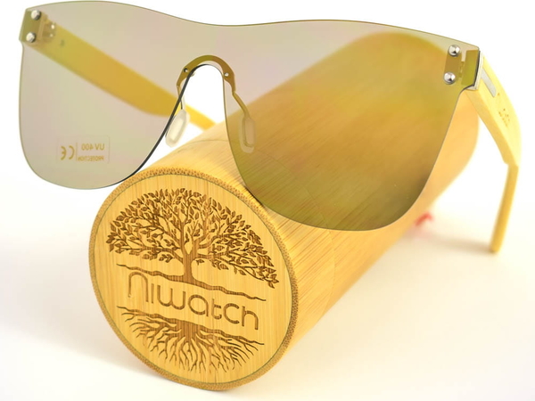 Drewniane okulary przeciwsłoneczne Niwatch Pavo Silver Mirror