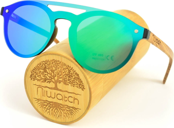 Drewniane okulary przeciwsłoneczne Niwatch Volans Green Mirror