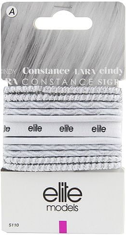 Elite Models Gumki , 11 szt., Białe + srebrne paski, średnica 6,5 cm