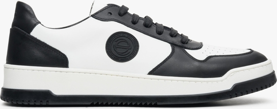 Estro: Biało-czarne sneakersy męskie z zamszu i skóry naturalniej