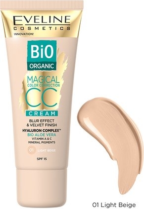 Eveline Bio Organic Magical Color Correction Cream krem CC z mineralnymi pigmentami 01 Light Beige 30ml