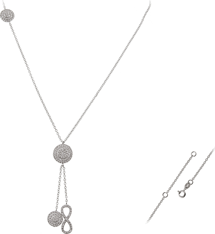 Falana Srebrny naszyjnik z cyrkoniami kółko nieskończoność fn163 - 5,4g.