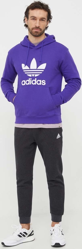 Fioletowa bluza Adidas Originals z bawełny w sportowym stylu z nadrukiem