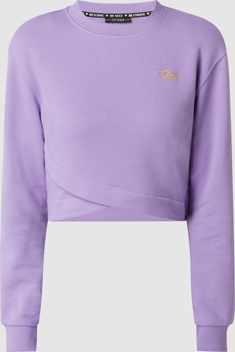 Fioletowa bluza Guess krótka z bawełny w stylu casual