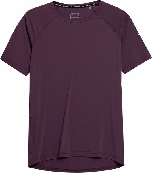 Fioletowa bluzka 4F w sportowym stylu z krótkim rękawem z okrągłym dekoltem