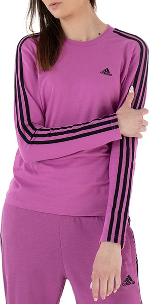 Fioletowa bluzka Adidas z bawełny z krótkim rękawem
