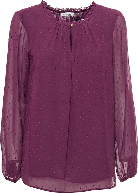 Fioletowa bluzka Calvin Klein z długim rękawem z okrągłym dekoltem