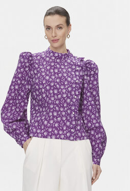Fioletowa bluzka Custommade z długim rękawem w stylu casual