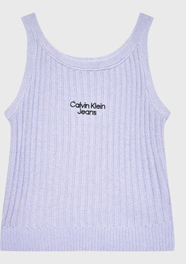 Fioletowa bluzka dziecięca Calvin Klein z jeansu dla dziewczynek