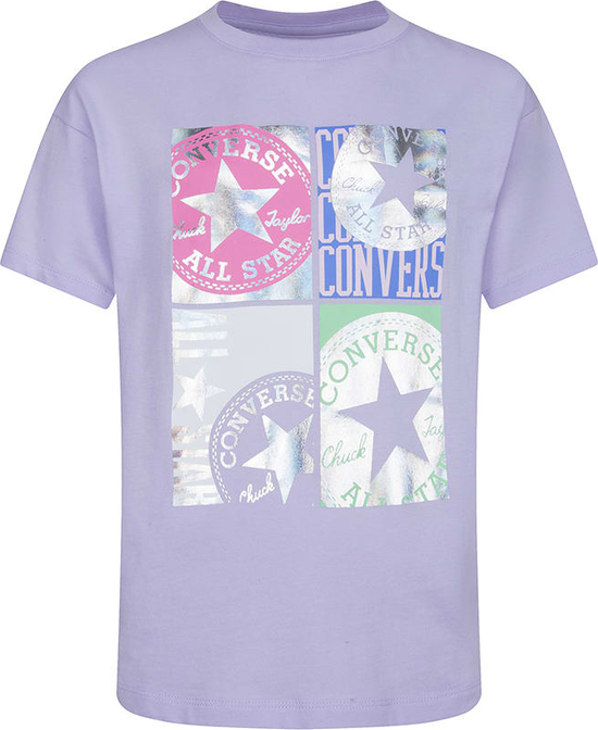 Fioletowa bluzka dziecięca Converse z bawełny dla dziewczynek
