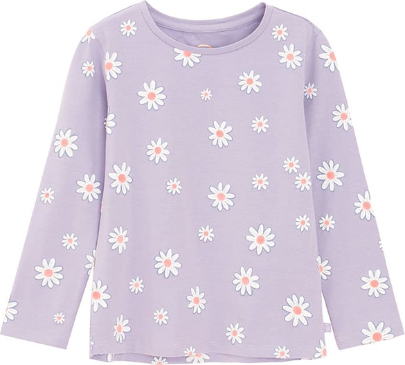 Fioletowa bluzka dziecięca Cool Club w kwiatki dla dziewczynek z bawełny