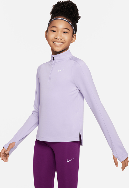 Fioletowa bluzka dziecięca Nike z długim rękawem dla dziewczynek z dzianiny
