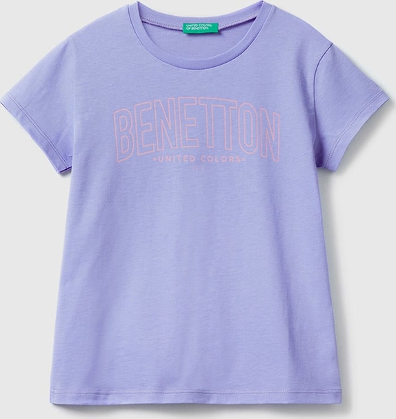 Fioletowa bluzka dziecięca United Colors Of Benetton dla dziewczynek z bawełny