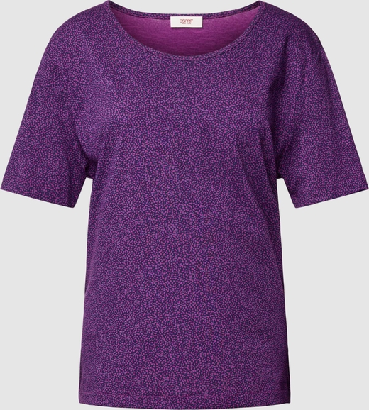 Fioletowa bluzka Esprit z bawełny w stylu casual z okrągłym dekoltem
