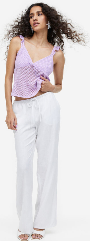 Fioletowa bluzka H & M w stylu casual z dżerseju z dekoltem w kształcie litery v