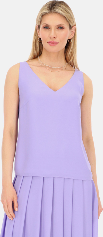 Fioletowa bluzka L’AF z dekoltem w kształcie litery v w stylu casual z tkaniny
