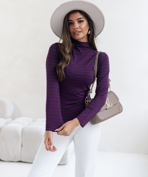Fioletowa bluzka Lisa Mayo z długim rękawem w stylu casual