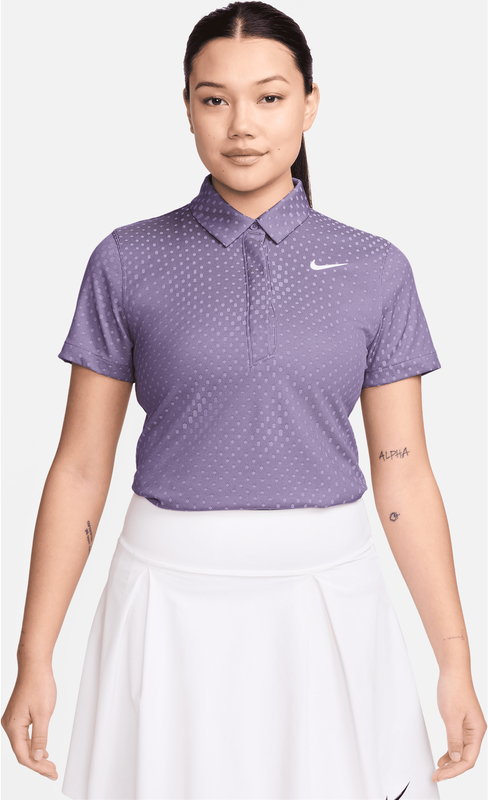 Fioletowa bluzka Nike z kołnierzykiem w sportowym stylu