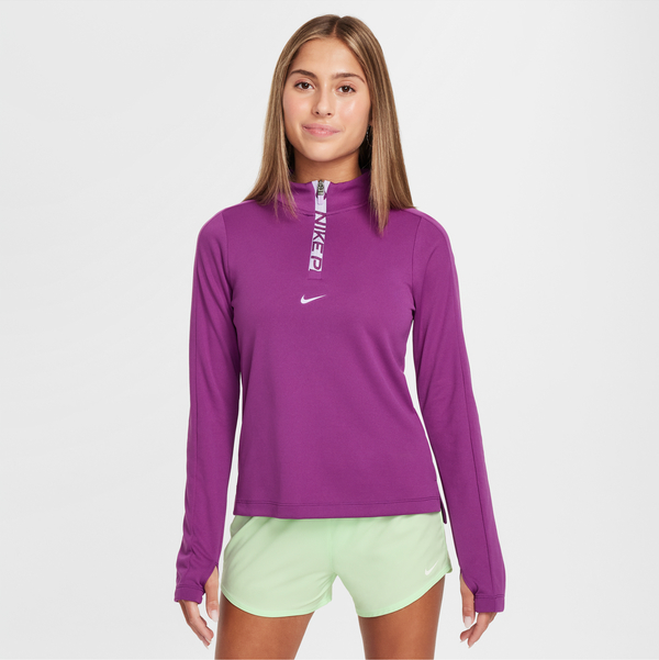 Fioletowa bluzka Nike z okrągłym dekoltem w sportowym stylu