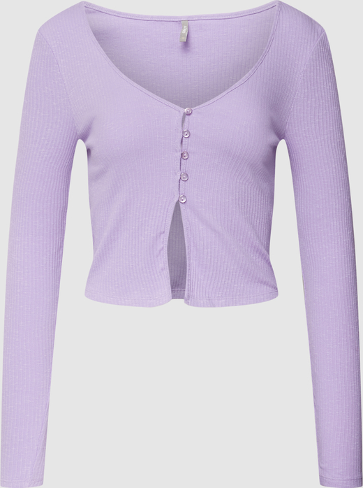 Fioletowa bluzka Only z bawełny w stylu casual z długim rękawem