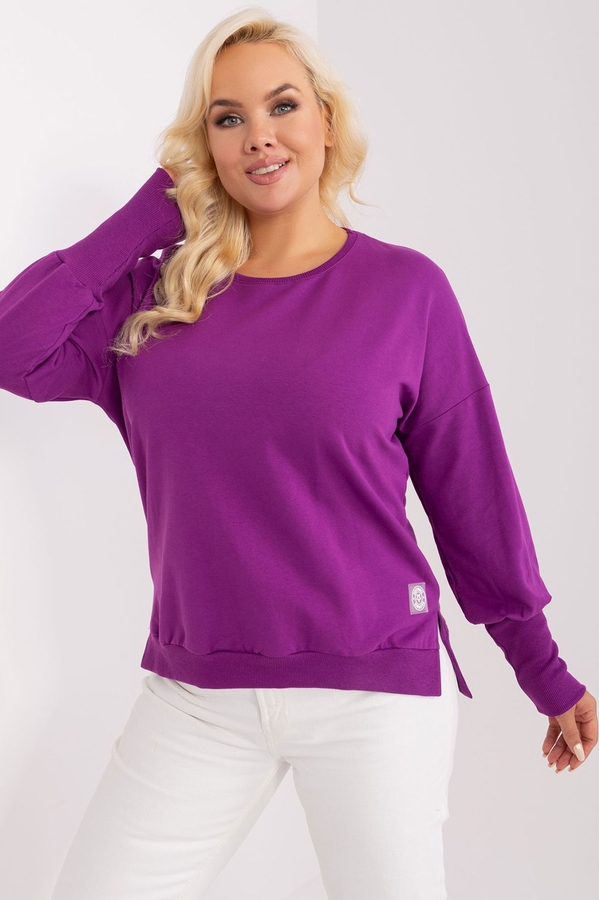 Fioletowa bluzka Relevance z bawełny z długim rękawem w stylu casual