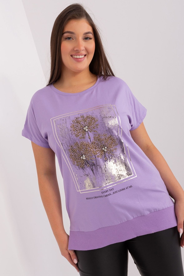 Fioletowa bluzka Relevance z okrągłym dekoltem z nadrukiem