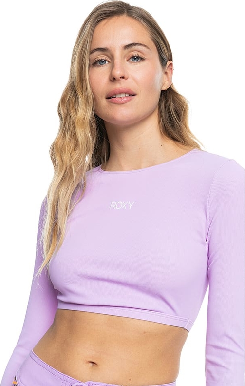 Fioletowa bluzka Roxy z długim rękawem z okrągłym dekoltem